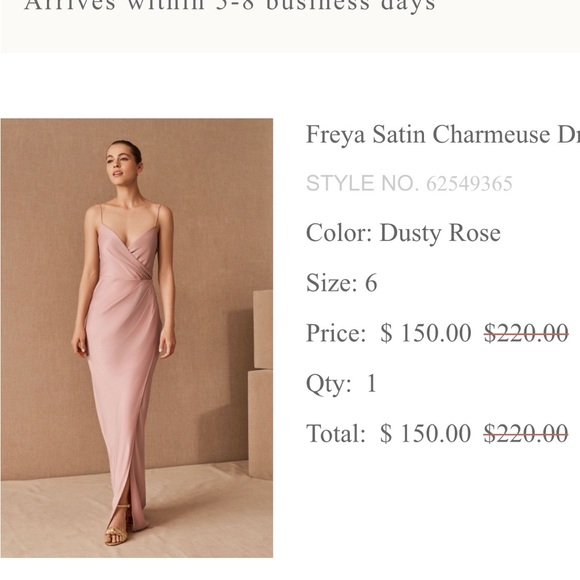 BHLDN DUSTY ROSE DRESS SIZE 6 - Picture 3 of 3
